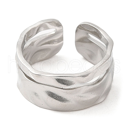 304 Stainless Steel Open Cuff Rings RJEW-K245-74P-1