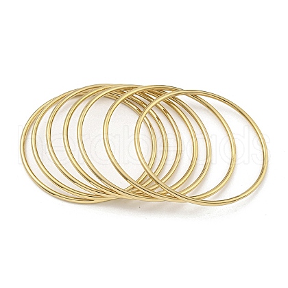 7Pcs PVD Vacuum Plating 202 Stainless Steel Plain Ring Bangle Sets BJEW-M317-16A-G-1