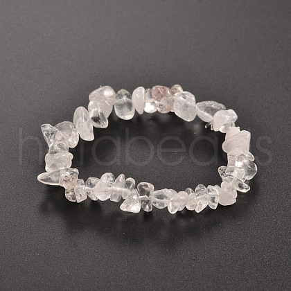 Chips Natural Quartz Crystal Beaded Stretch Bracelets BJEW-JB01826-05-1