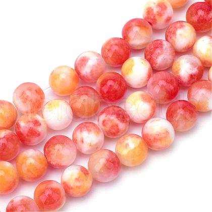 Natural Dyed White Jade Gemstone Bead Strands G-R271-6mm-XP11-1