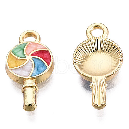 Golden Plated Alloy Enamel Pendants X-ENAM-T009-99-RS-1
