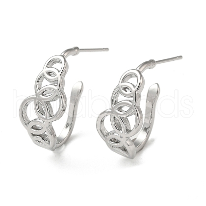 Brass Ring Stud Earrings EJEW-C070-01P-1