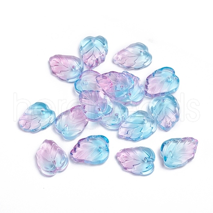 Two-Tone Transparent Glass Charms GLAA-H016-15H-1