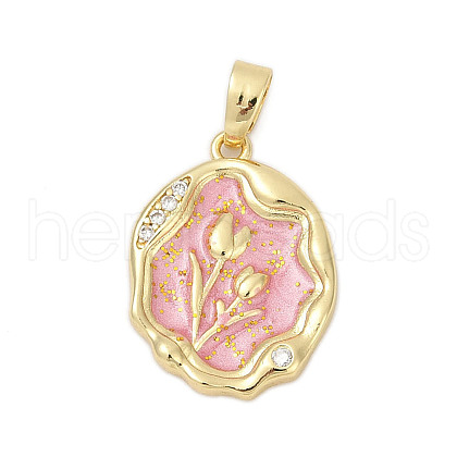 Brass Micro Pave Cubic Zirconia Pendants KK-U068-10G-02-1