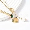 304 Stainless Steel Pave Green Cubic Zirconia Heart Pendant Necklaces for Women NJEW-U040-01A-G-2