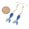 Glass & Shell Dangle Earrings EJEW-MZ00160-02-3