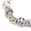 Natural Lava Rock & Tibetan Agate Stretch Bracelet with Alloy Tube Beaded BJEW-JB08322-02-4