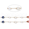 Natural Mixed Gmestone Nugget & Glass Imitation Pearl Beaded Chain CHS-C006-02C-2