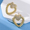 Heart Brass Micro Pave Clear Cubic Zirconia Stud Earrings EJEW-R025-09G-3