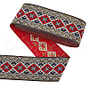 7M Ethnic Style Polyester Rhombus Jacquard Ribbon OCOR-WH0086-98A-1