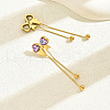 Fashionable Stainless Steel Bowknot Tassel Stud Earrings AO5773-1-2