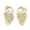 Brass Micro Pave Clear Cubic Zirconia Lobster Claw Clasps ZIRC-Q024-20G-2