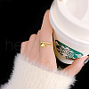 Simple Style Brass Micro Pave Clear Cubic Zirconia Cuff Rings FS-WGDCF78-01-5