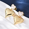 Heart Brass Shell Dangle Stud Earrings KK-D363-20G-1