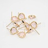 Real 18K Gold Plated Tone Brass Glass Stud Earring Findings X-GLAA-J023-06G-1
