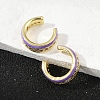 C-Shaped Brass Micro Pave Cubic Zirconia Cuff Earrings EJEW-M082-01G-4