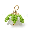 Handmade Nylon Wired Glass Beaded Pendants with Acrylic Beads Caps and Brass Beads PALLOY-MZ00509-04-1
