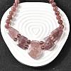 Natural Strawberry Quartz Faceted Bib Graduated Beaded Necklaces for Women NJEW-B128-01L-1
