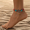 Double Heart Alloy Link Stretch Anklets WGCB0A2-05-1