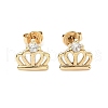 Brass Micro Pave Clear Cubic Zirconia Stud Earrings EJEW-D323-03G-4