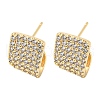 Brass with Clear Cubic Zirconia Stud Earrings EJEW-B035-13LG-1