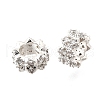 Wave Flat Round Brass Micro Pave Cubic Zirconia European Beads KK-K300-07A-S-1