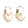 Brass Micro Pave Cubic Zirconia Screw Carabiner Lock Charms ZIRC-I041-09A-1