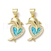 Brass Micro Pave Clear Cubic Zirconia Pendants KK-C045-02G-1