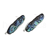 304 Stainless Steel Pave Natural Paua Shell Stud Earring Findings STAS-Z125-02P-2