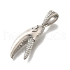 316L Stainless Steel Micro Pave Clear Cubic Zirconia Pendants STAS-S160-01P-2