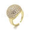 Brass with Cubic Zirconia Open Cuff Rings for Women RJEW-A035-15G-1