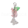 Butterfly Alloy Rhinestone & Flower Acrylic Pendant Decorations HJEW-JM03145-4