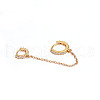 Brass Micro Pave Clear Cubic Zirconia Hoop Cartilage Earrings with Chain WG710C0-02-2