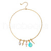 Cross & Teardrop & Heart Key Zinc Alloy Enamel with Crystal Rhinestone Pendant Necklaces for Women FS-WGAA5F7-01-3