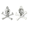 Antique Silver Tibetan Style Pirate Style Skull Pendant X-LF10441Y-1
