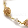 Natural Pearl & Mixed Stone Round Link Bracelets BJEW-C051-33G-2