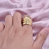 Adjustable Stainless Steel Cuff Open Rings with Leaf NX3774-2-2
