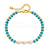 Mother's Day Jewellery Natural Pearl & Synthetic Turquoise Beaded bracelet EY2763-1