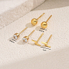 Elegant 3 Pairs Lightning Bolt & Round Stainless Steel Stud Earrings WH4454-3