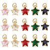 Beebeecraft 15Pcs 5 Colors Eco-friendly Brass Micro Pave Cubic Zirconia Charms KK-BBC0005-65-1