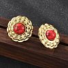 201 Stainless Steel Flat Round Stud Earrings EJEW-P304-12G-2