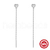 S925 Sterling Silver Hollow Heart Chain Tassel Ear Thread DS1880-2-1