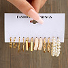 6Pairs Alloy with Plastic Imitation Pearl Stud Earrings & Hoop Earrings WG38505-06-1