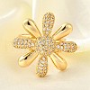 Brass Micro Pave Cubic Zirconia Adjustable Open Cuff Rings for Women RJEW-K292-02G-1