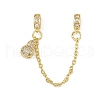 Brass Pave Clear Cubic Zirconia European Safety Chains with Charms KK-L236-15D-G-1