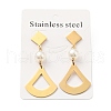 Fan with Acrylic Pearl Long Dangle Stud Earrings with 316 Stainless Steel Pins EJEW-F285-14G-3
