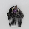 Moon Natural Raw Quartz Crystal & Amethyst Chip Combs. with Alloy Findings PW23032195272-1