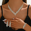 Brass Crystal Rhinestone Twist Chain Necklaces & Stud Earrings & Bracelets Sets FS-WG531AB-02-2