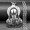 304 Stainless Steel Odin Rune Cross Nun Pendant Twisted Chain Necklaces for Men NJEW-S440-03A-AS-1
