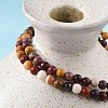 Natural Mookaite Round Bead Stretch Bracelets BJEW-L594-B05-4